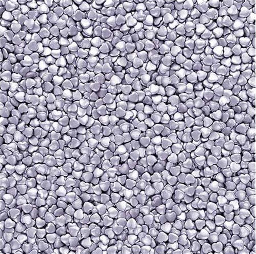 GRANA FORMA CORAZON COLOR PLATA X 500GR
