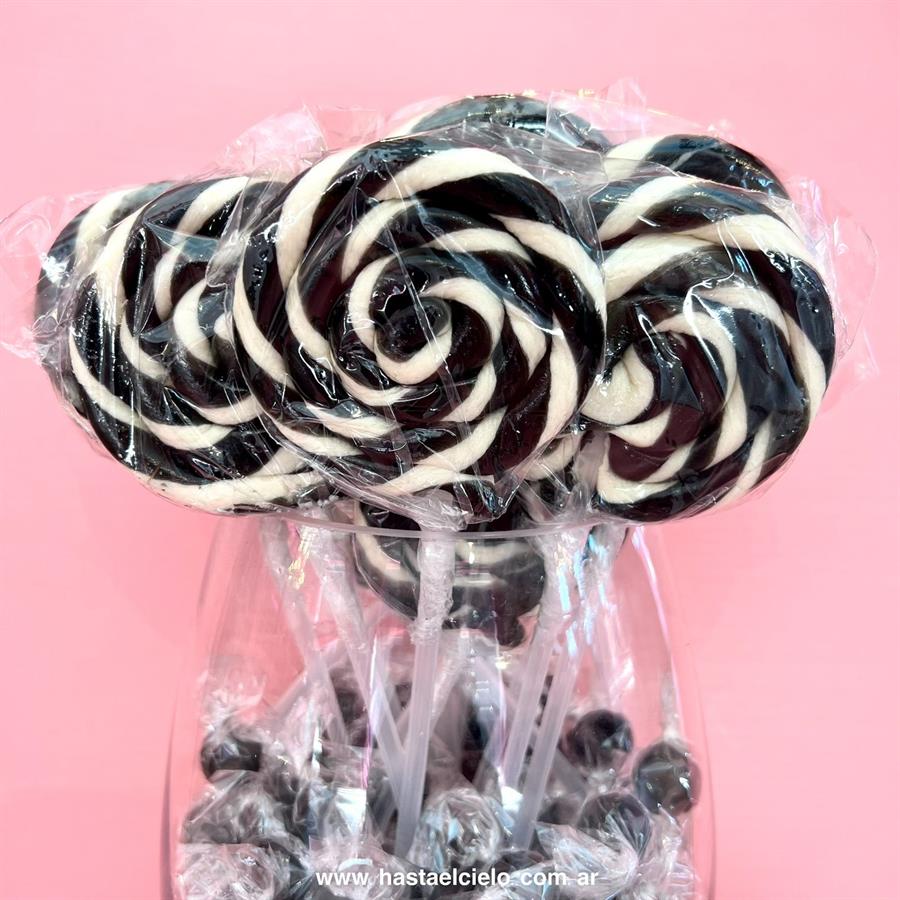 PALETAS DE CARAMELO 6CM NEGRO Y BLANCO.