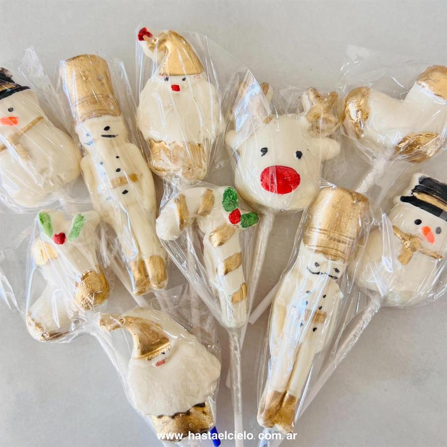 CHUPETIN PALETA DE CARAMELO NAVIDAD DORADA X 1 UNIDAD