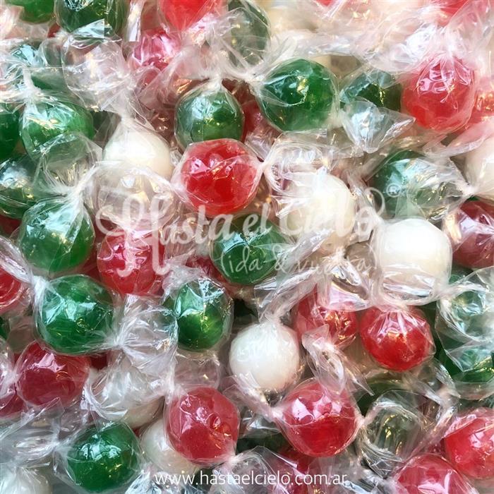 CARAMELO BOLITA MIX ROJO Y VERDE EN CELOFÁN X 250GR
