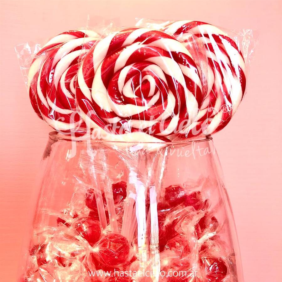 PALETAS DE CARAMELO 6CM ROJO Y BLANCO.