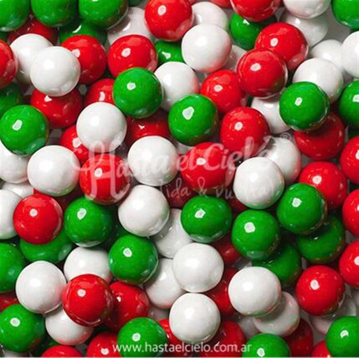 CHICLE BOLON MIX ROJO, VERDE Y BLANCO 1CM APROX.