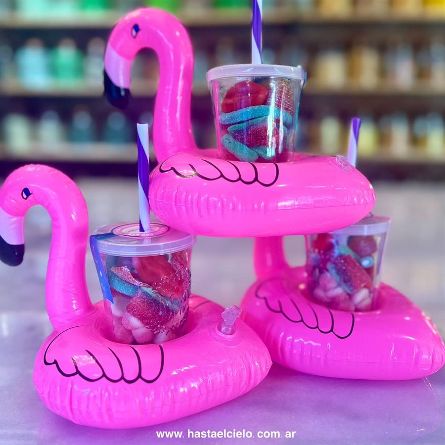 VASO LLENO DE GOMITAS CON INFLABLE FLAMENCO