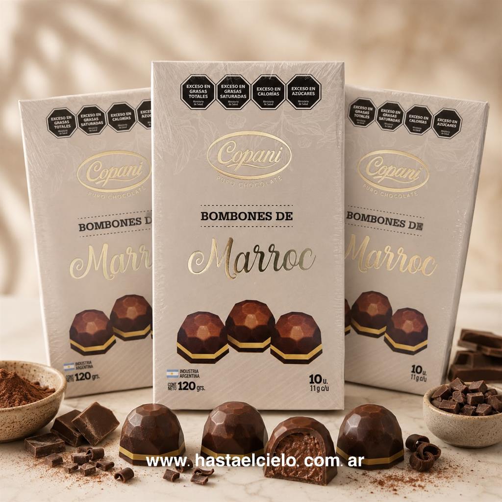 CAJA BOMBON DE CHOCOLATE MARROC 10 UNIDADES 120GR.