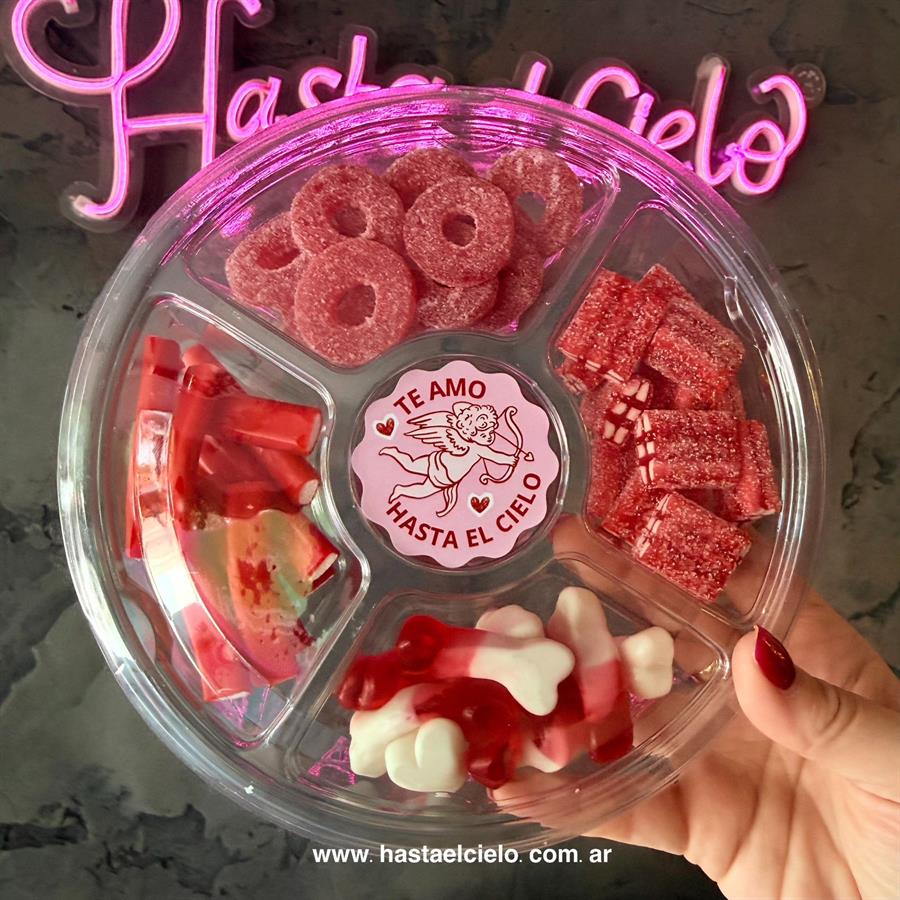 BANDEJA REDONDA GOLOSINAS SAN VALENTÍN X 350GR.