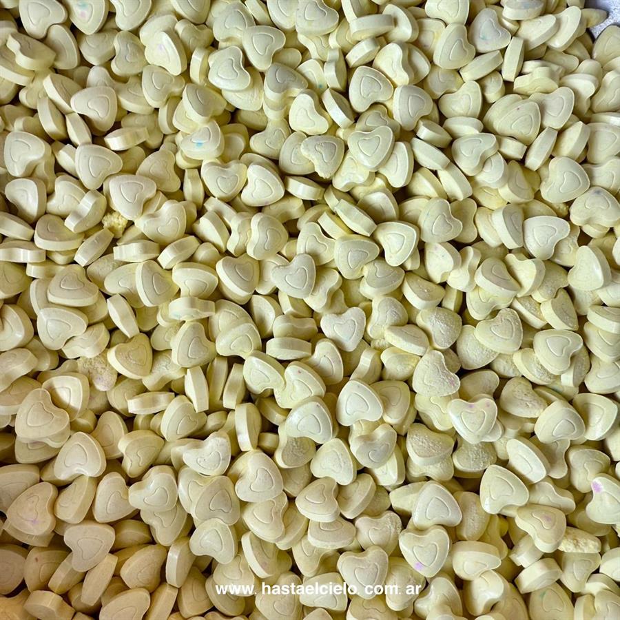 PASTILLAS CORAZON CHICO AMARILLO.