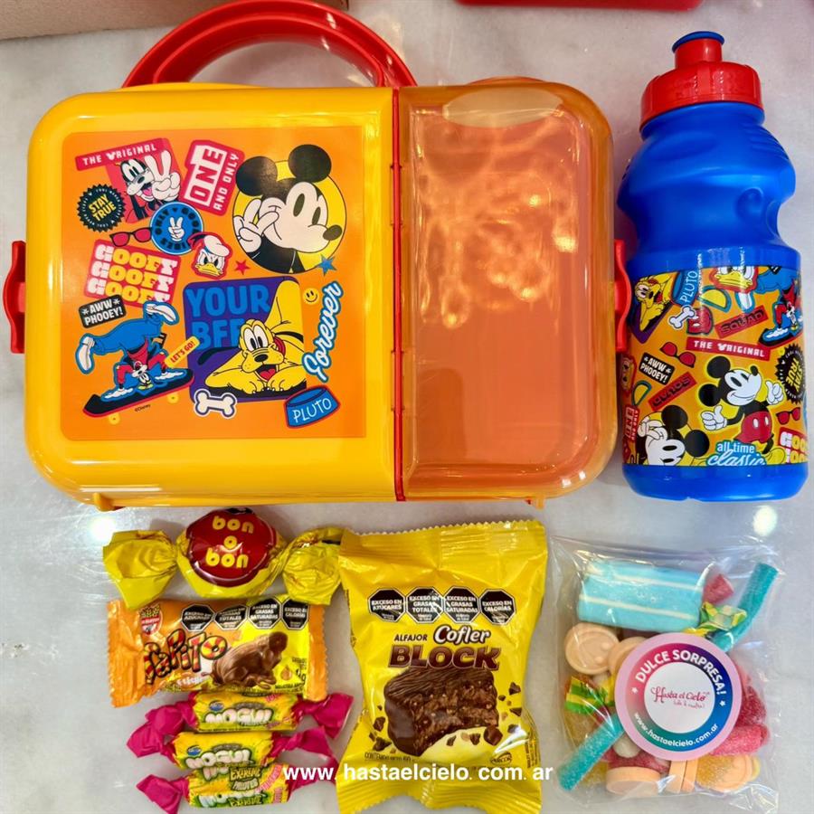 VALIJA CON BOTELLA LUNCHERA MICKEY.