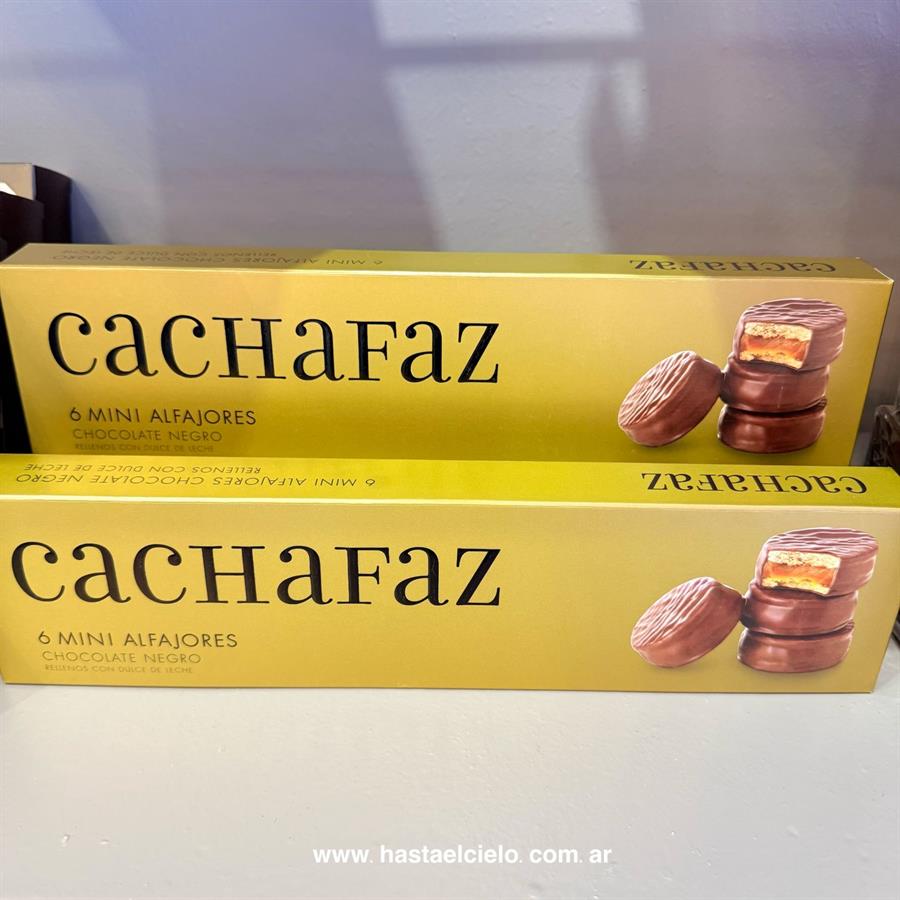CAJA ALFAJORES CUBIERTO EN CHOCOLATE CACHAFAZX 6 UNIDADES