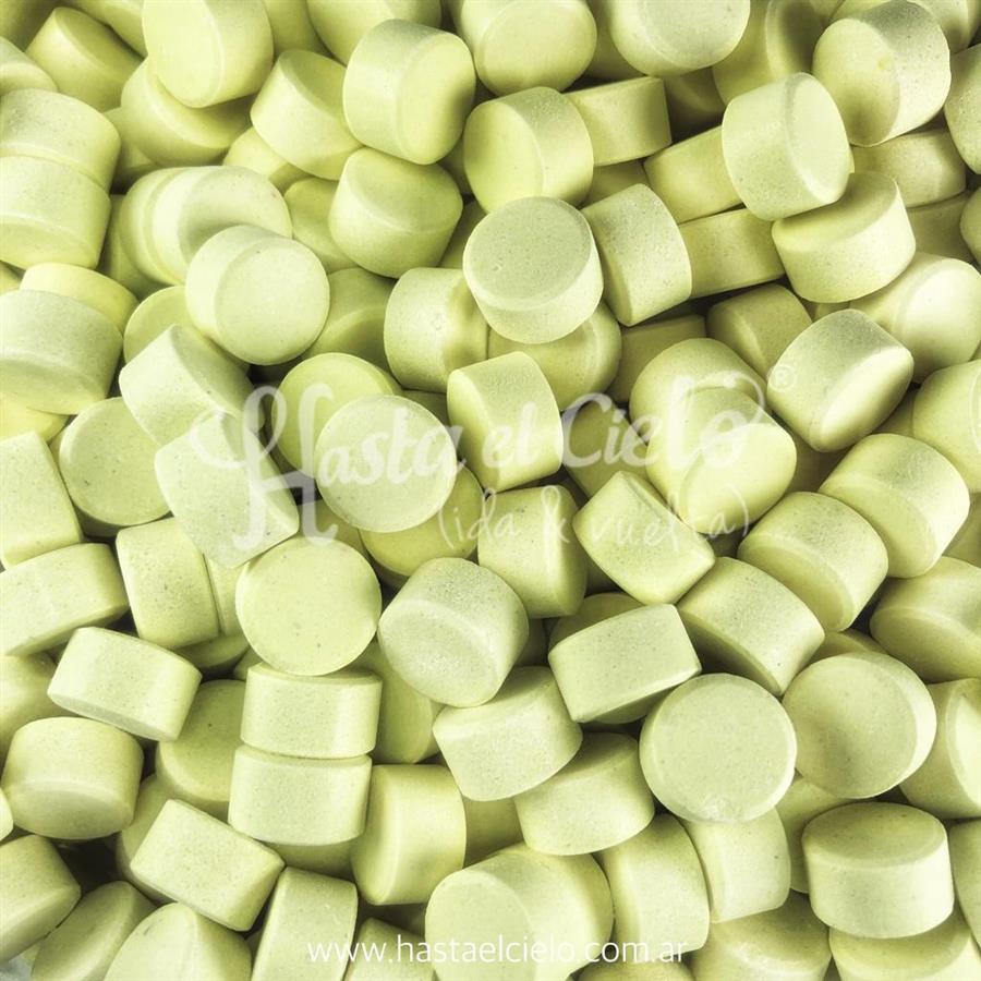 PASTILLAS REDONDAS DULCES PASTEL AMARILLO.